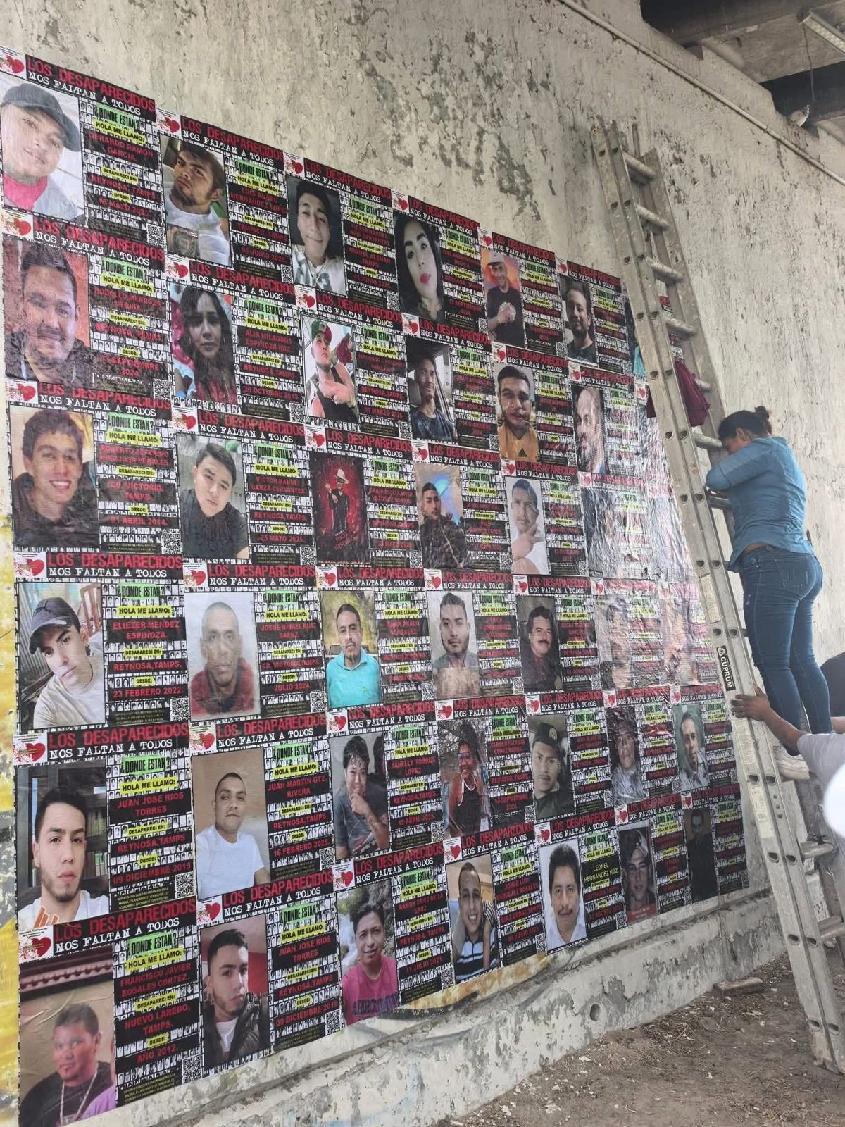 Colocan más lonas en el Mural de los Desaparecidos en Reynosa