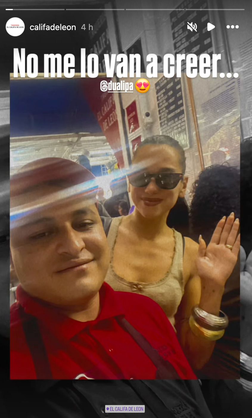 Dua Lipa visita taquería en CDMX Califa de León estrella Michelin.jpeg