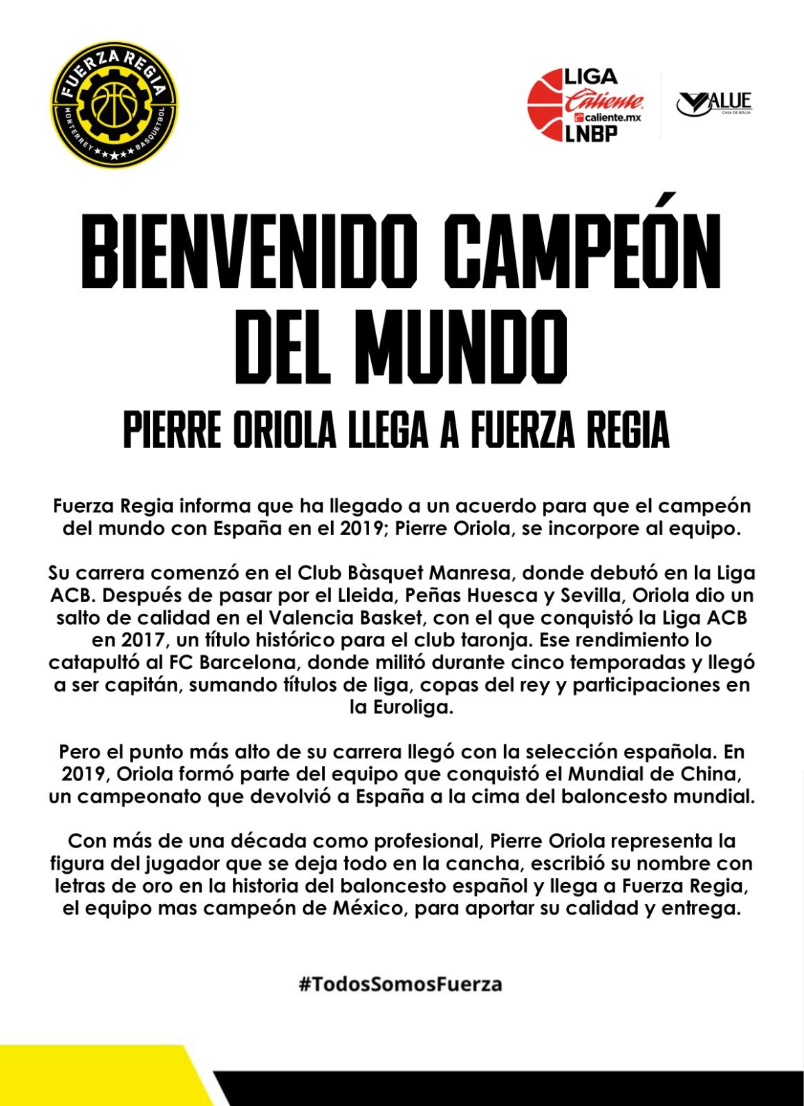 El español Pierre Oriola llega como nuevo refuerzo a Fuerza Regia