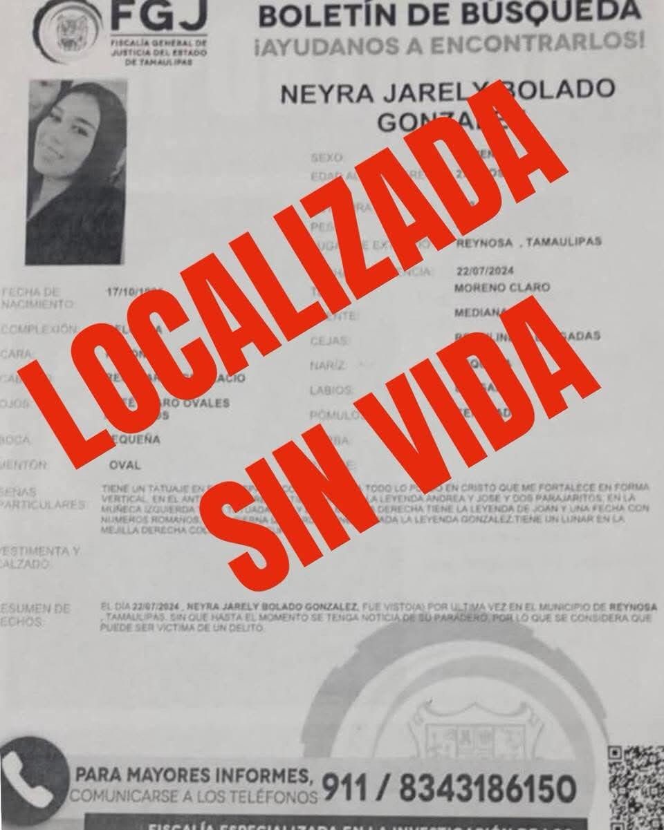 Encuentran sin vida a Neyra Jarely y Carla Samira en Reynosa