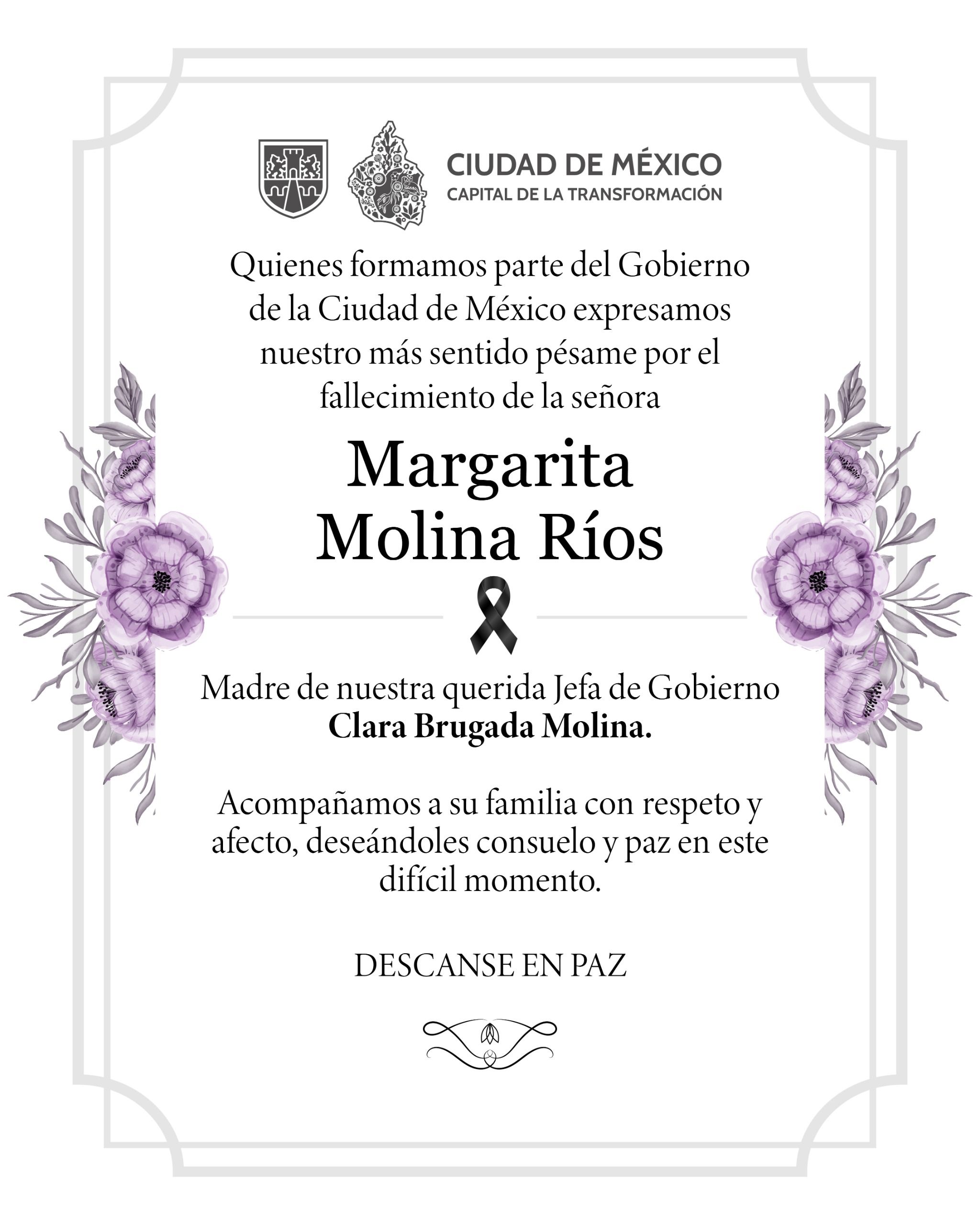 Gobierno Ciudad de México expresa su más sentido pésame fallece mamá de Clara Brugada.jfif