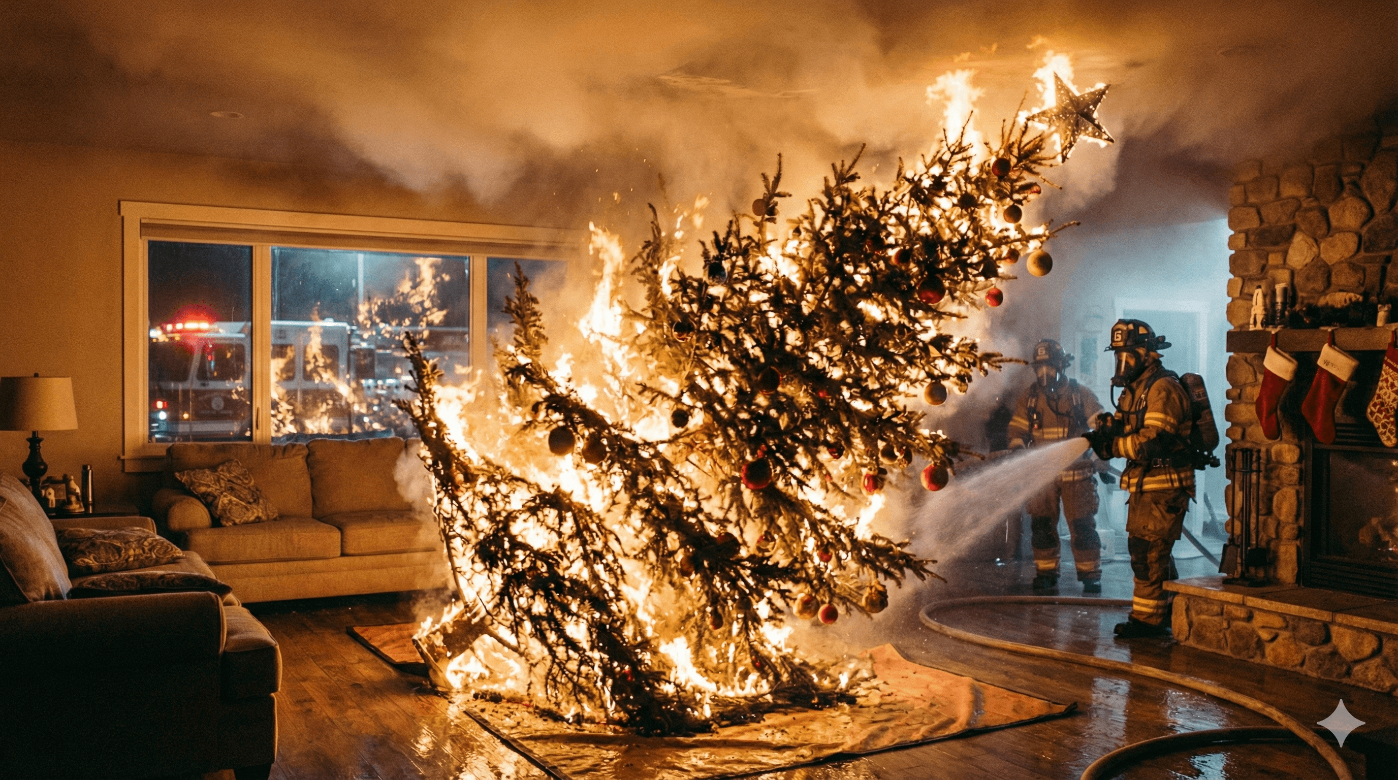 Incendio pino navidad