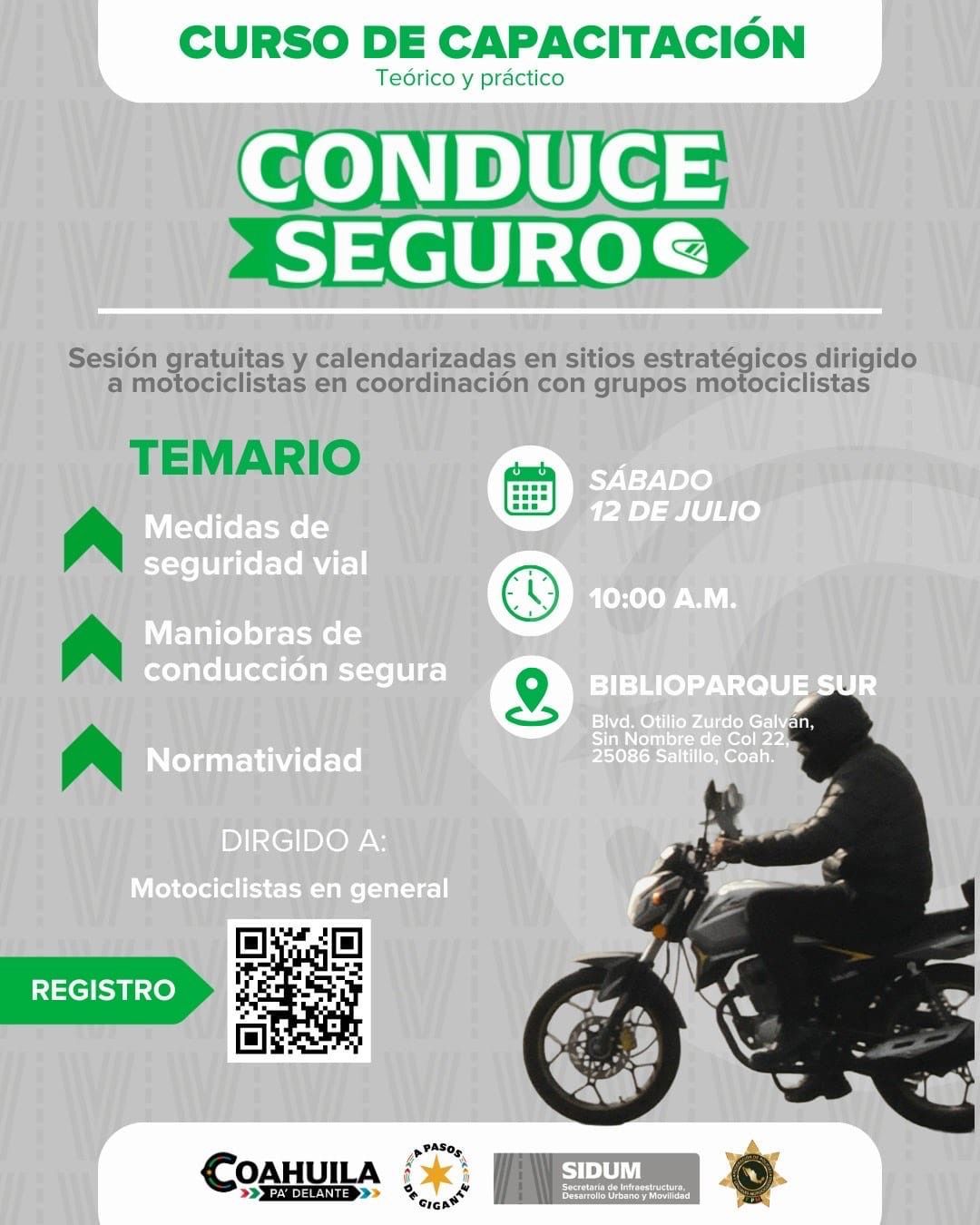 Invitan a motociclistas a curso gratuito de conducción segura