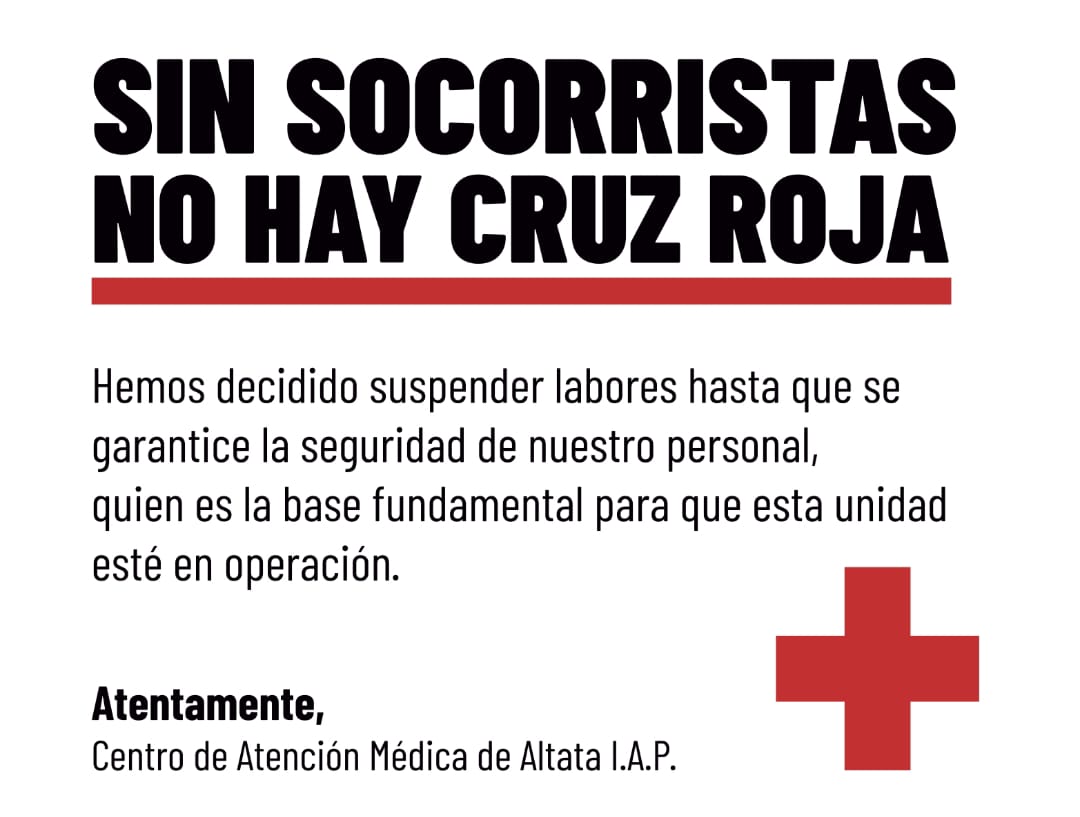 Matan a paramédico en Sinaloa; suspende servicio Cruz Roja