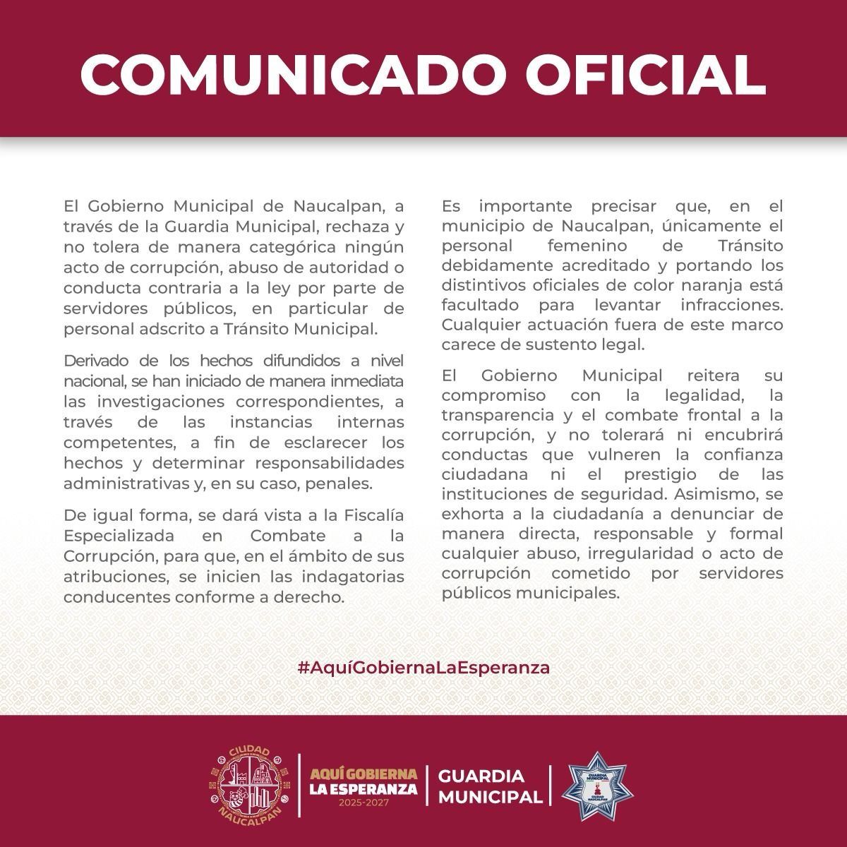 comunicado policia naucalpan caso policia extorsion captado en vivo.jpeg