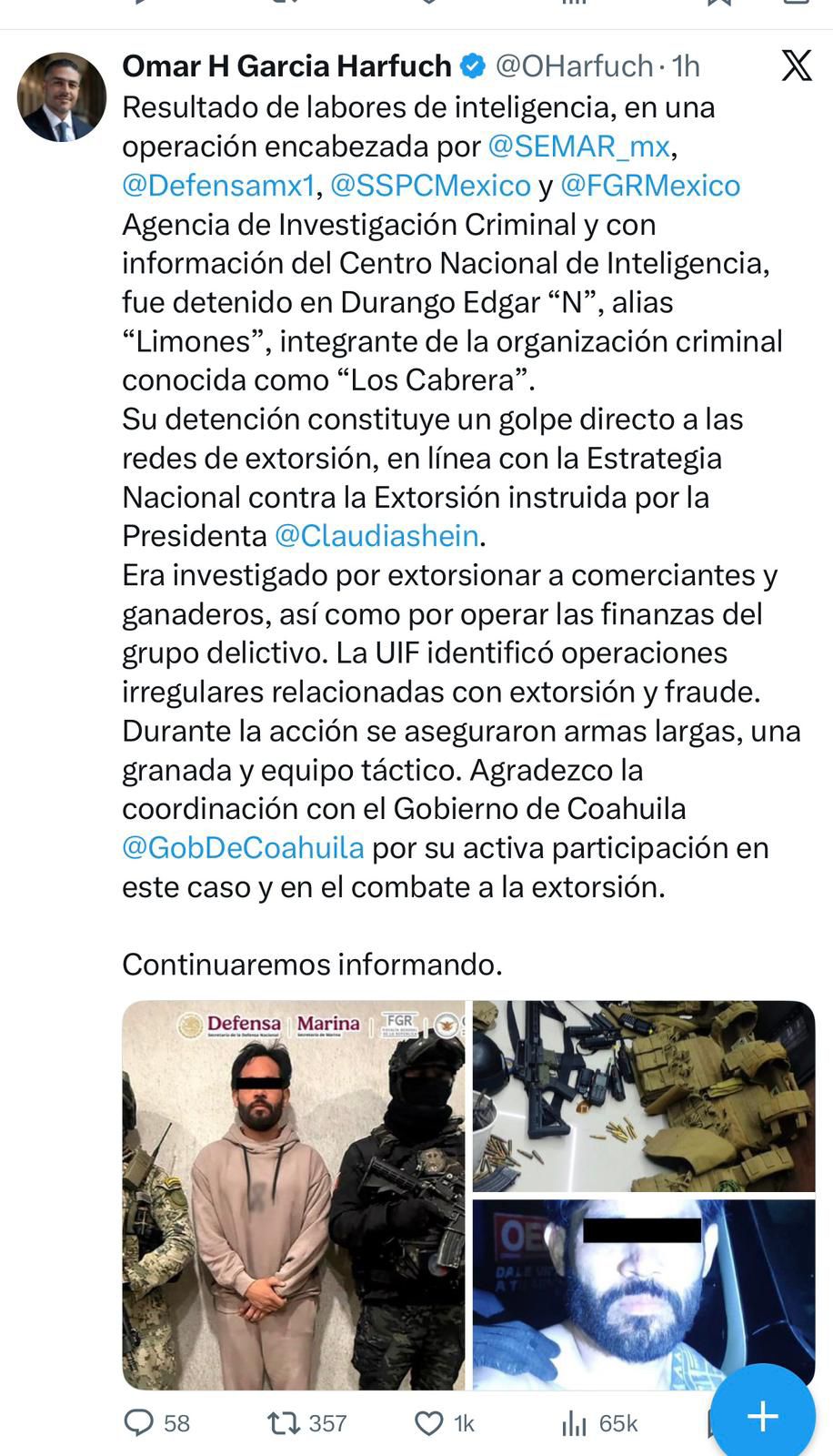 harfouch seguridad detienen en Durango 'Limones' extorsión.jpeg