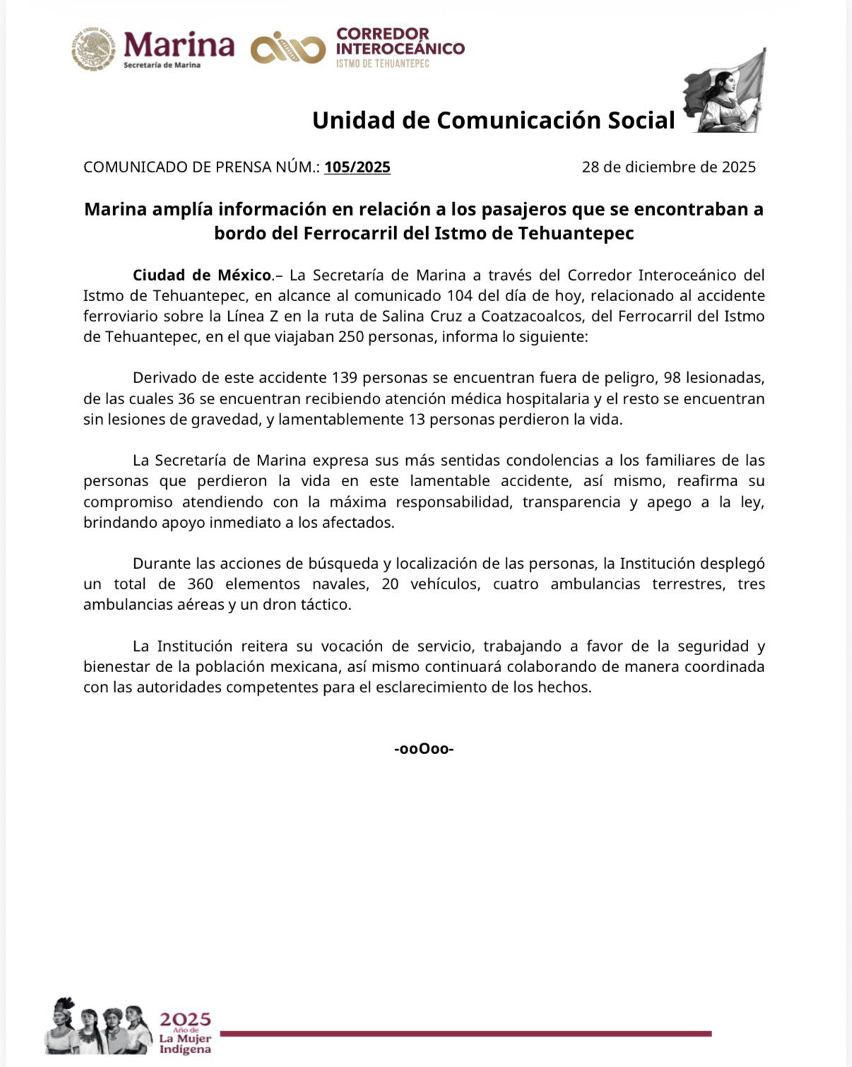 marina comunicado tren interoceanico oaxaca 13 muertos 98 lesionados heridos.jpg