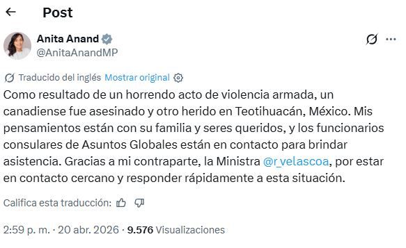 ministra canada tiroteo teotihuacan.JPG