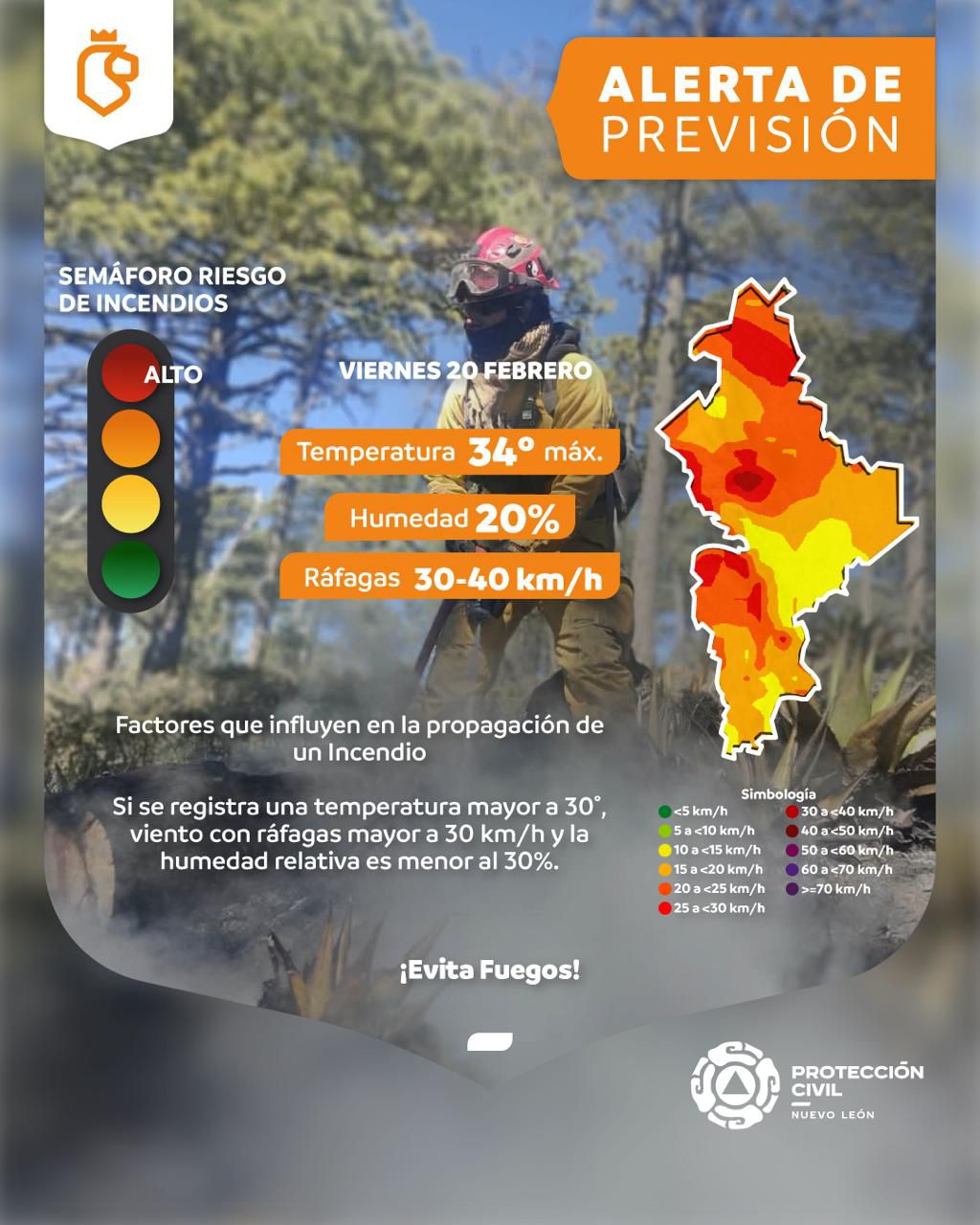 semaforo de incendios 20 febrero proteccion civil
