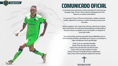 Aplazan partido Bravos vs Puebla tras muerte del 'Puma' Chávez