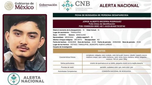 Buscan a Jorge Alberto Becerra, desaparecido en Nuevo Laredo