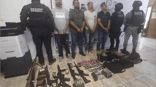 Aseguran arsenal y detienen a cuatro en Matamoros