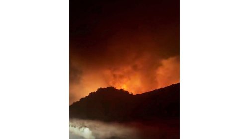 Bomberos combaten incendio a lo largo de autopista en Los Ángeles