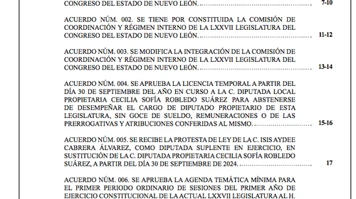 Publica NL más decretos; incluye el de mesa directiva de Congreso