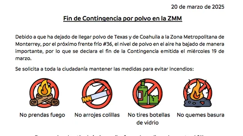 Declaran fin de contingencia ambiental en Nuevo León