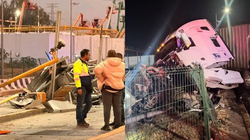 Chocan tráiler robado contra caseta de autopista México-Querétaro