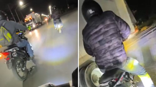 Video: Motociclista salva su vida tras choque de tráiler con tren