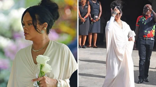 Rihanna fue vista llegando al funeral de su padre en Barbados