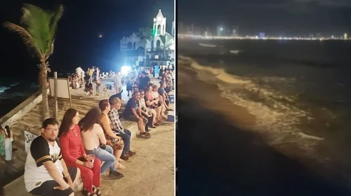 Ignoran alerta de tsunami y acuden al malecón en Mazatlán