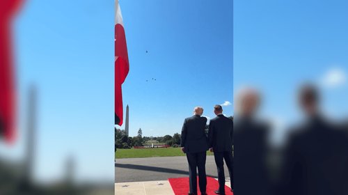 Trump recibe a presidente de Polonia con sobrevuelo