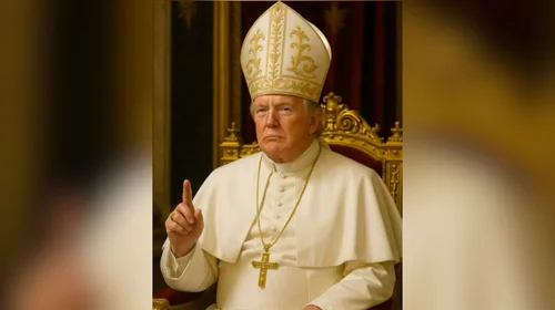 Trump postea una foto vestido de papa en su cuenta de Truth