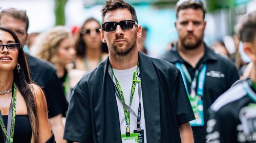 Messi roba miradas en el GP de Miami y visita garaje de Mercedes