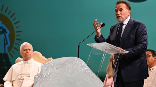 Schwarzenegger llama 'héroe' al papa por su labor ambiental