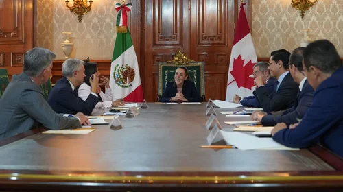 Recibe Sheinbaum a ministros de Canadá en Palacio Nacional