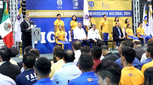 Abandera rector a deportistas Tigres rumbo a Universiada Nacional