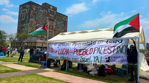 Estudiantes de la UNAM instalan campamento propalestino en CU
