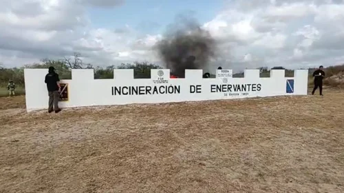 Fuerzas federales incineran droga confiscada en Reynosa