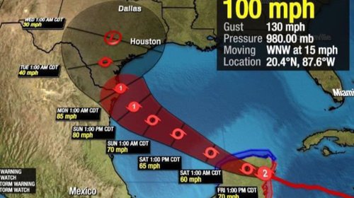 Trayectoria de Beryl cambia hacia Texas; baja a categoría 1