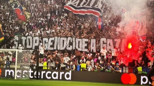 Aficionados de PSG piden fin del ataques a Gaza en la Champions
