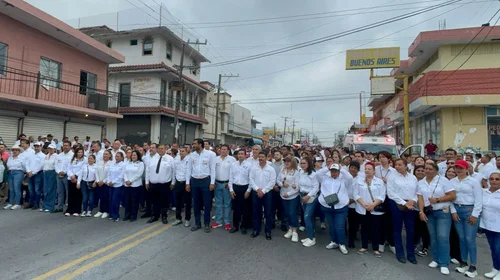 Marchan trabajadores en Reynosa para exigir mejoras sociales