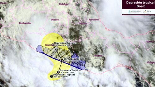 Depresión Tropical Dos-E se forma frente a Acapulco