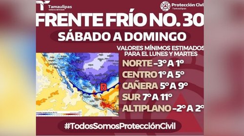 Protección Civil menciona temperaturas frias en Tamaulipas 
