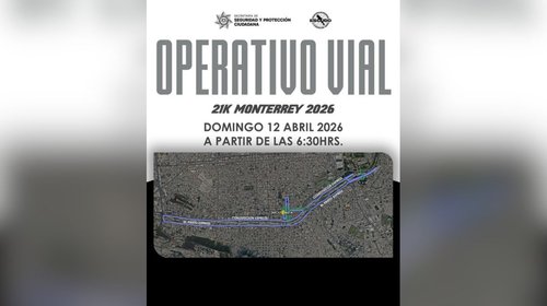 Anuncian cierres viales por carrera 21K en Monterrey