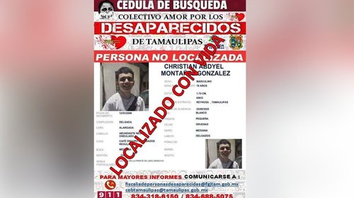 Localizan con vida a joven reportado como desaparecido en Reynosa