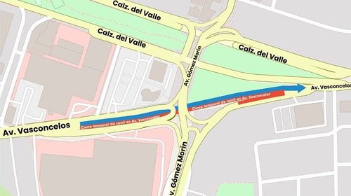 Habrán cierres nocturnos en Vasconcelos por obras en Gómez Morín