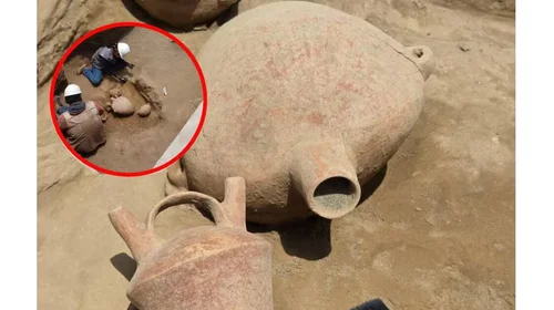 Descubren en Perú vasijas prehispánicas de casi 2,000 años