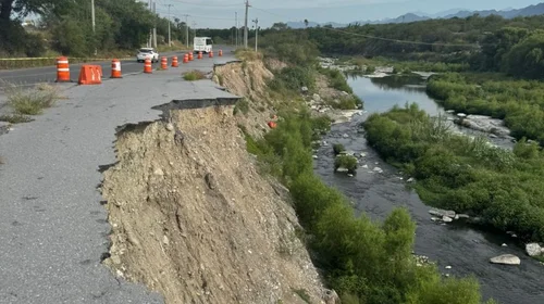 Gestionan arreglo de desgajamiento junto al río Santa Catarina