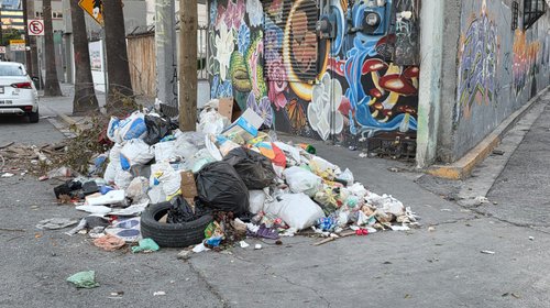 Impera basura en banqueta de la colonia Diez de Marzo