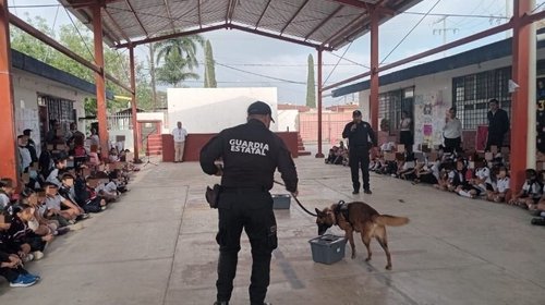 Presenta Guardia Estatal a grupo canino en escuelas de Victoria