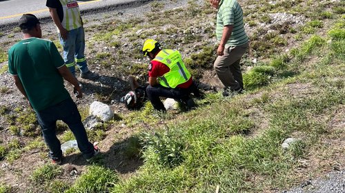 Motociclista sufre accidente en carretera Monterrey–Saltillo