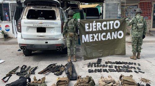 Ejército asegura arsenal durante patrullajes en Matamoros