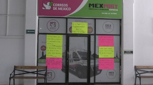 Trabajadores de SEPOMEX trabajan bajo protesta en Cd. Victoria