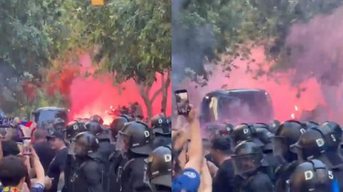 ¡Qué error! Afición de Barça se confunde y apedrea camión de club