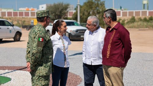 Asisten Sehinbaum y AMLO a supervisar aduanas en Tamaulipas