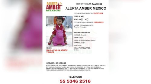 Activan Alerta AMBER por desaparición de bebé en Tampico