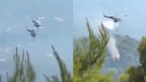 Choque de helicópteros deja dos muertos ante incendio de Grecia